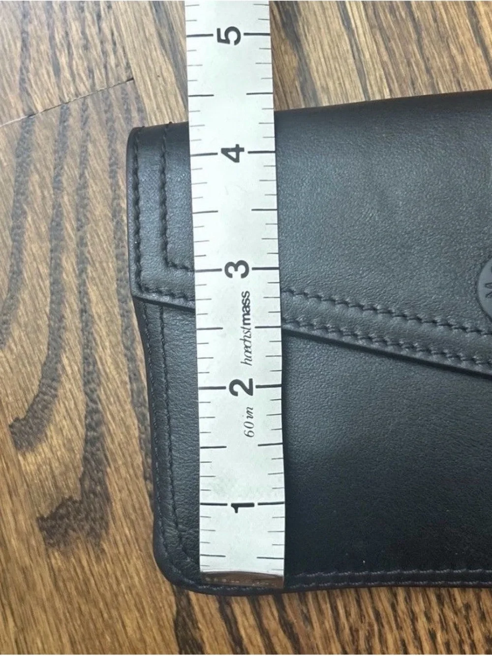 Moncler Black Leather Snap-Front Envelope Clutch